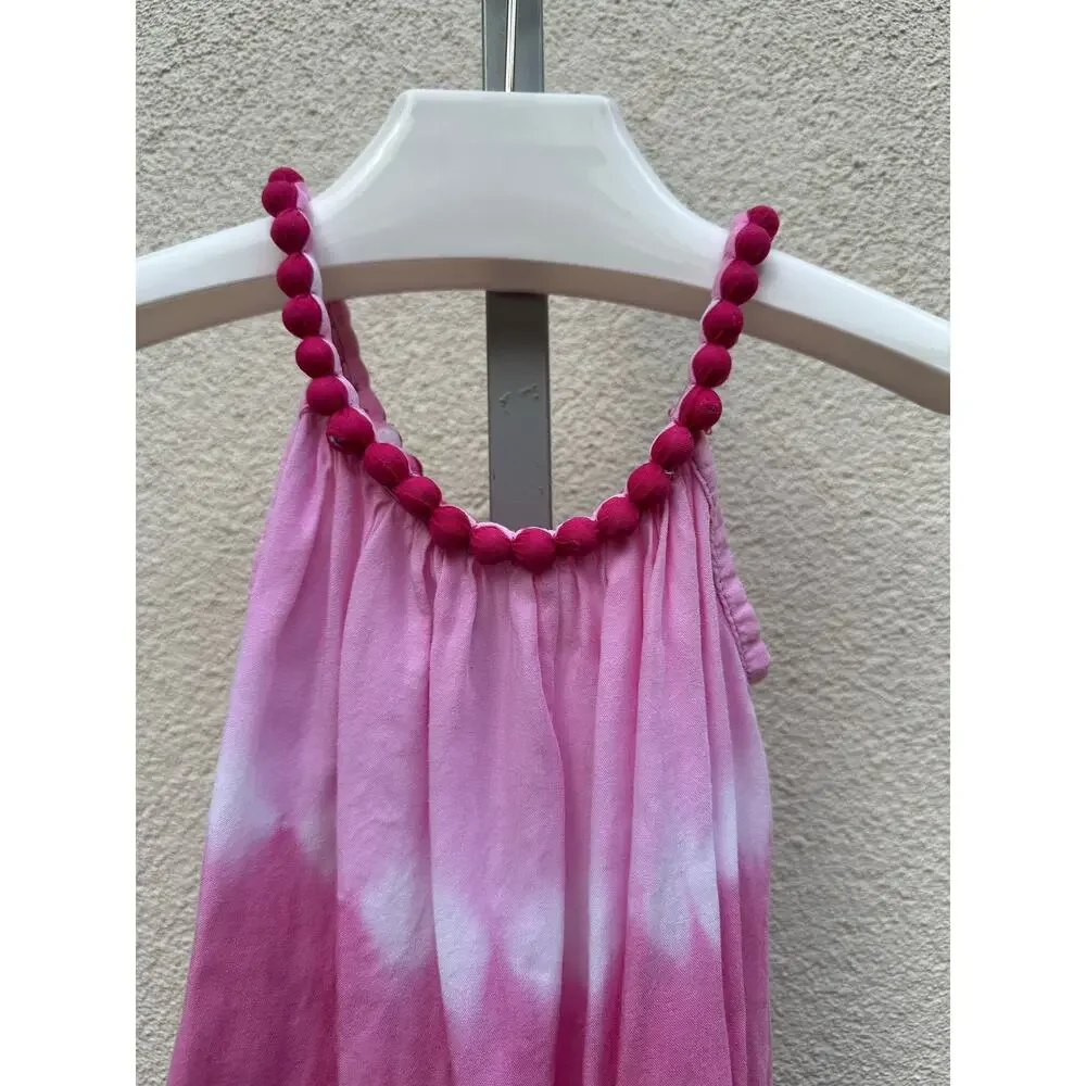 Kembali Tie Dye Dress Necklace Detail Set of 2, Baby Size XS(2T), Pink/ Orange